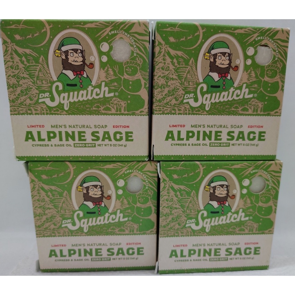 4 Pk Dr Squatch Limited Edition Mens Natural Soap Alpine Sage 5oz Ea NEW GIFTS!!